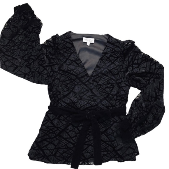 & Other Stories Velvet Burnout Wrap Blouse Size 8 - Picture 7 of 10
